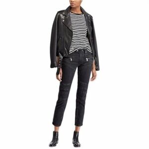 Polo Ralph Lauren‎ Charcoal Black Zipper Ankle Skinny Moto Jeans Size 27